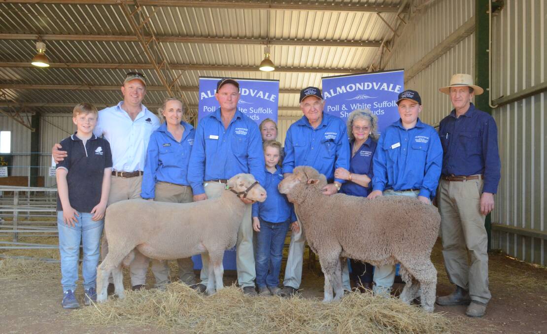 Richard and Finley Davies Lone Pine White Suffolks, the Routley family and Russell Henderson with the top price White Suffolk and Poll rams.