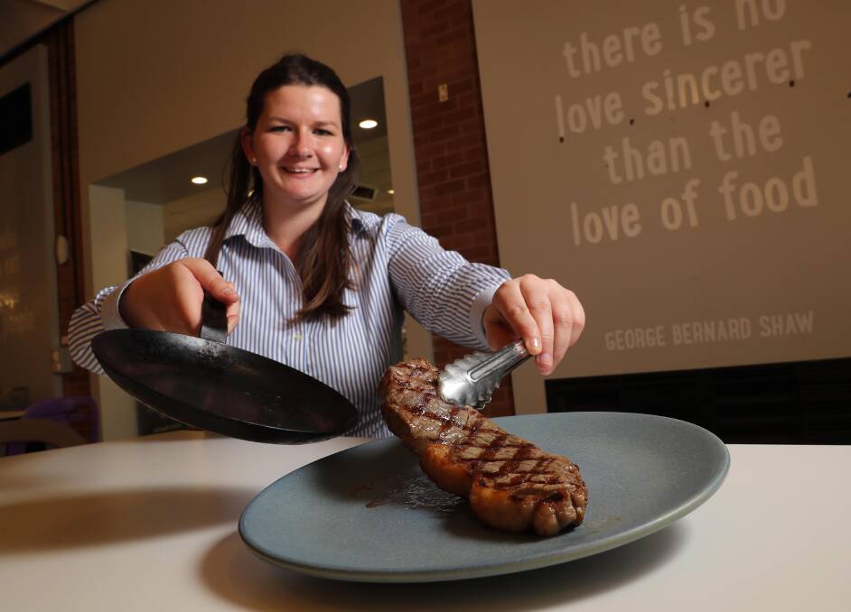 MAKE NO MIS-STEAK: This isn't a drill. CSU Master of Philosophy student Ashleigh Kilgannon from the Graham Centre needs volunteers to taste-test succulent beef. Picture: Les Smith