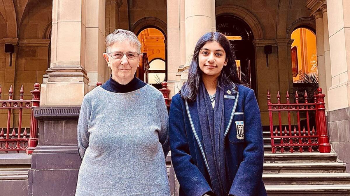 Sister Brigid Arthur and Anjali Sharma seven other teens, took the Environment Minister to court. Picture: Supplied