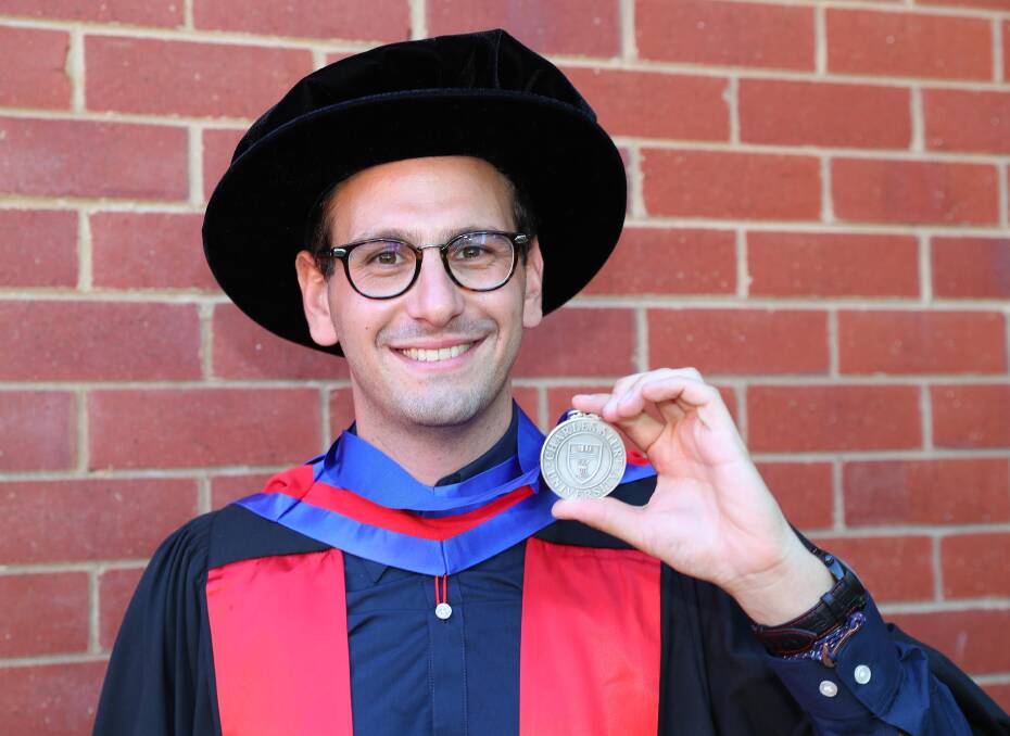 LOOKING AHEAD: CSU graduate Dominik Skoneczny received the CSU Higher Degree by Research University Medal on Tuesday, in recognition of his thesis. Picture: Kieren L Tilly 