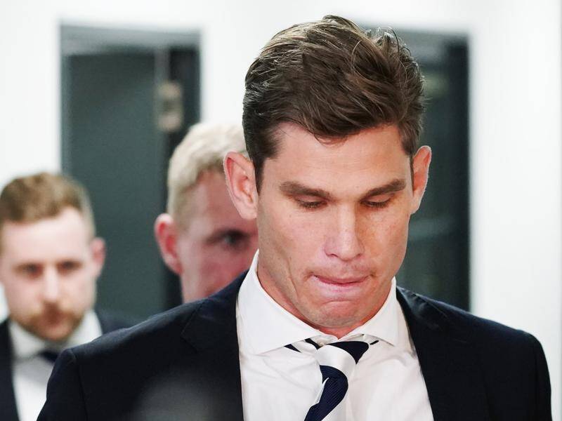Tom Hawkins after being rubbed out of the Cats' AFL Preliminary Final at the AFL Tribunal.