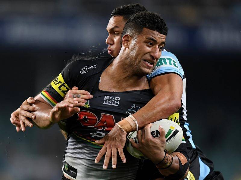 Panthers back-rower Viliame Kikau has suffered a knee injury in a NRL trial against the Rabbitohs.