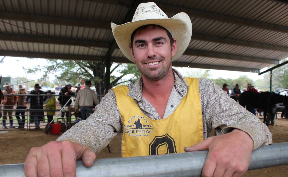 Australian champion cowboy and bull rider Brad Pierce from Tooma was a top 10 finalist at the Man From Snowy River Challenge at Corryong. Pictures: Nikki Reynolds