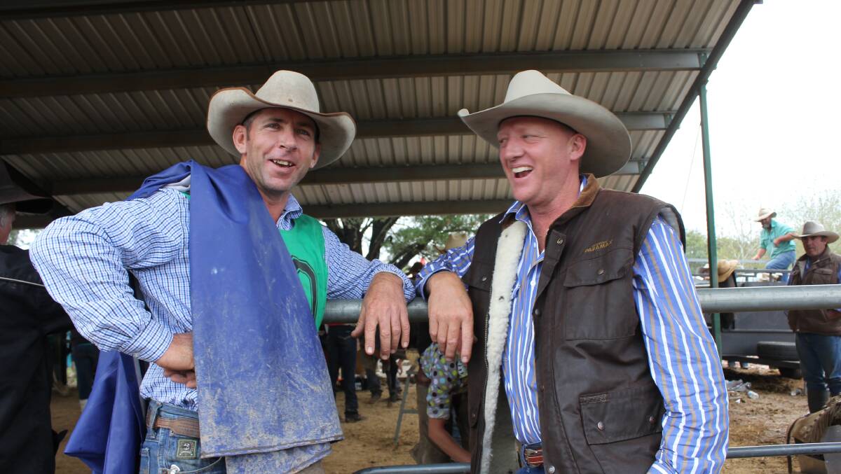 Wagga's Todd Hensley competed in The Man From Snowy River Challenge at Corryong and is pictured with saddler, Lance Keenan from Gilgandra. Pictures: Nikki Reynolds