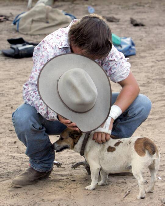 Taking a moment at the Narrandera Rodeo. Picture: Les Smith