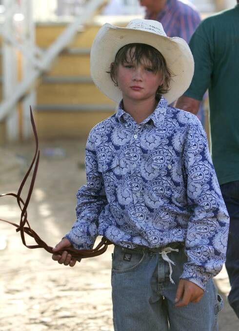 Ben Guard,12, of Tabletop awaits his event at Narrandera Rodeo. Pictures: Les Smith