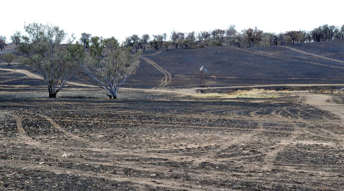 Damage caused to a property on Mates Gully Road near Tarcutta after the blaze earlier this month.